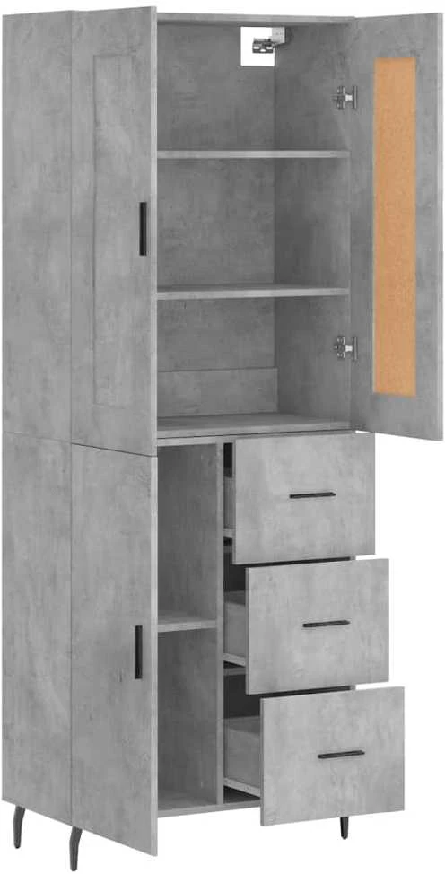 Komoda, betono pilkos spalvos, 69,5x34x180cm, apdirbta mediena
