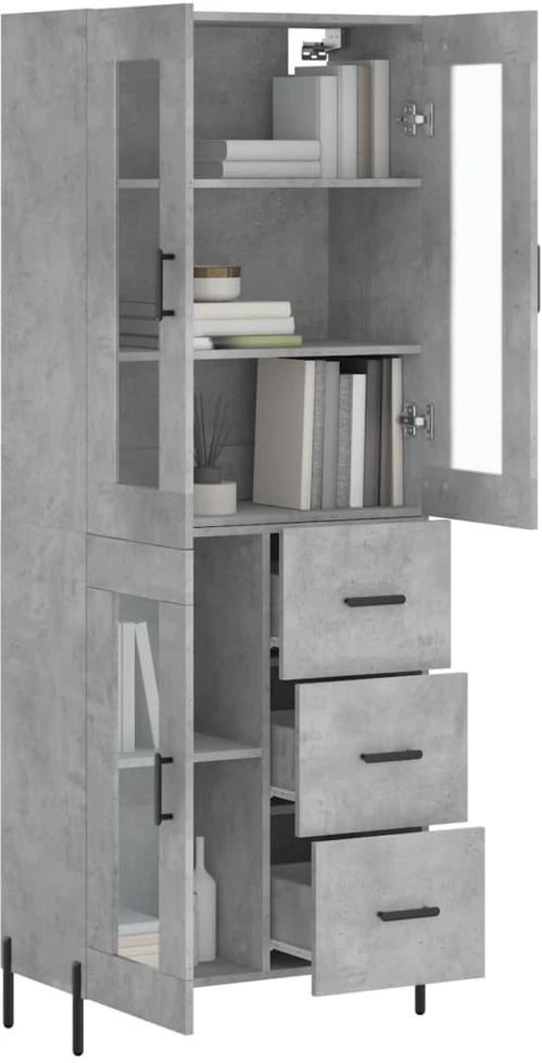 Komoda, betono pilkos spalvos, 69,5x34x180cm, apdirbta mediena