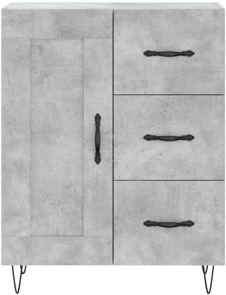 Komoda, betono pilkos spalvos, 69,5x34x180cm, apdirbta mediena