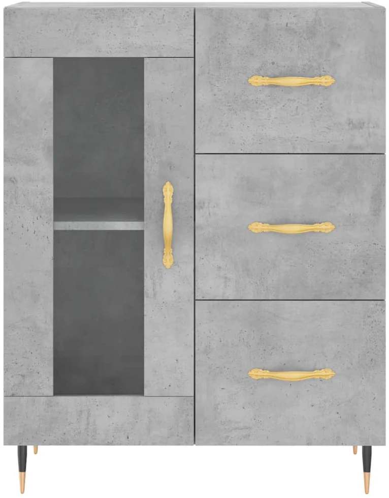Komoda, betono pilkos spalvos, 69,5x34x180cm, apdirbta mediena