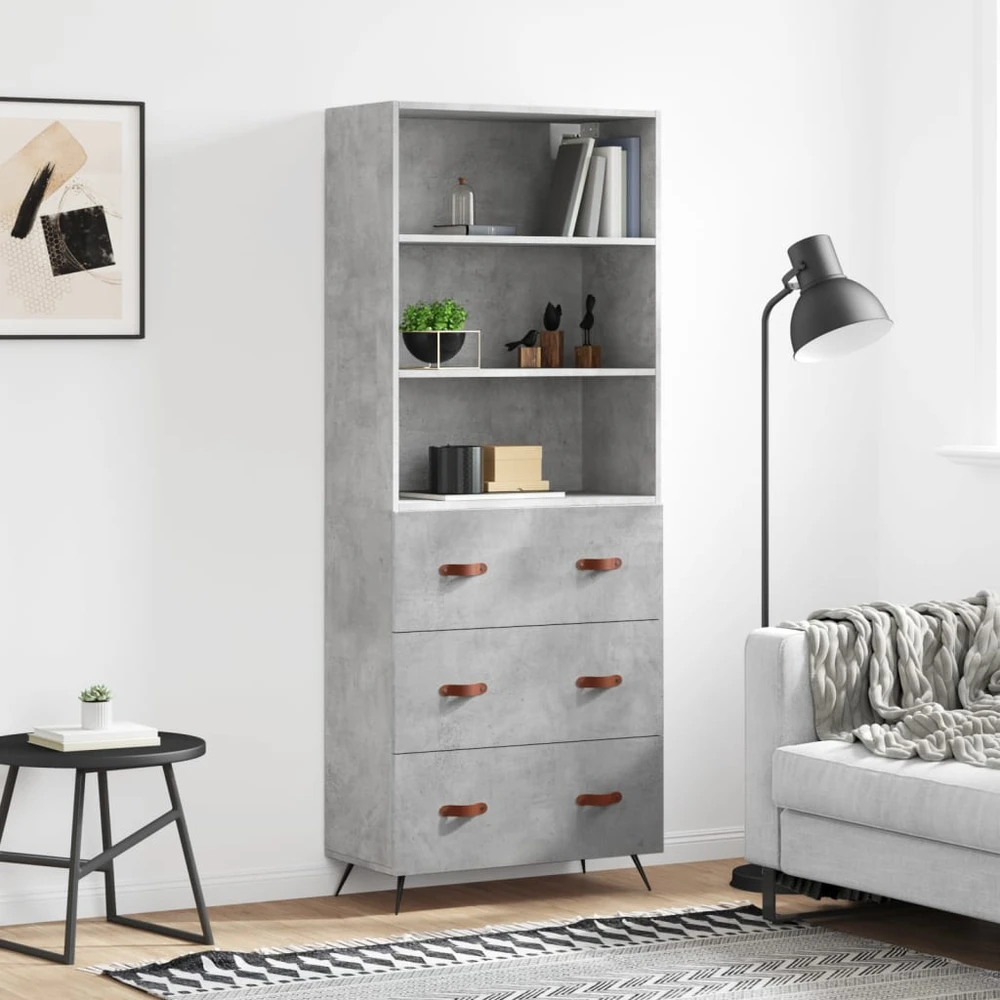 Komoda, betono pilkos spalvos, 69,5x34x180cm, apdirbta mediena