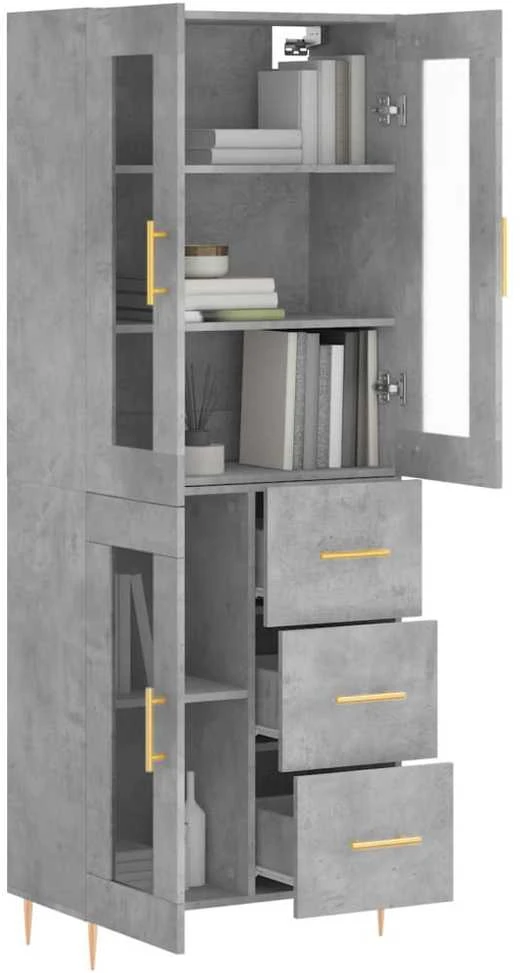 Komoda, betono pilkos spalvos, 69,5x34x180cm, apdirbta mediena