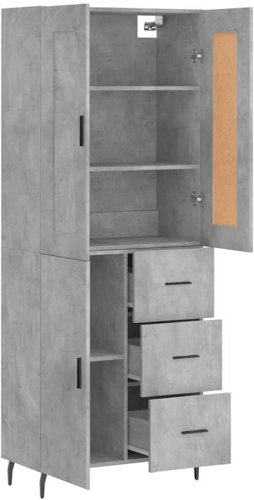 Komoda, betono pilkos spalvos, 69,5x34x180cm, apdirbta mediena