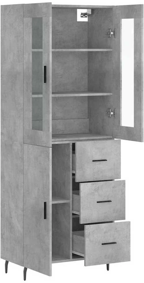Komoda, betono pilkos spalvos, 69,5x34x180cm, apdirbta mediena