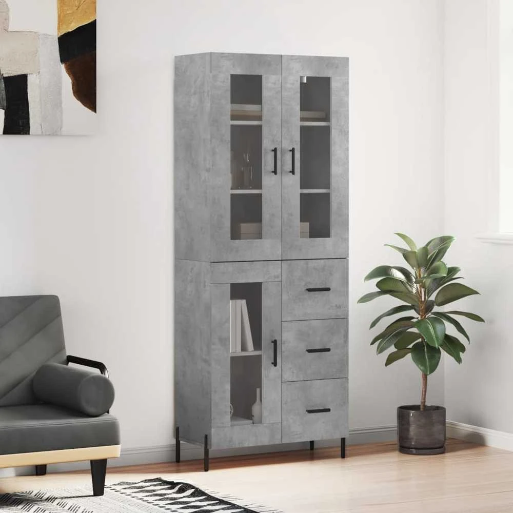 Komoda, betono pilkos spalvos, 69,5x34x180cm, apdirbta mediena