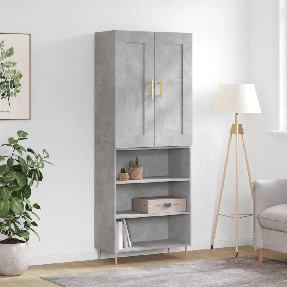 Komoda, betono pilkos spalvos, 69,5x34x180cm, apdirbta mediena