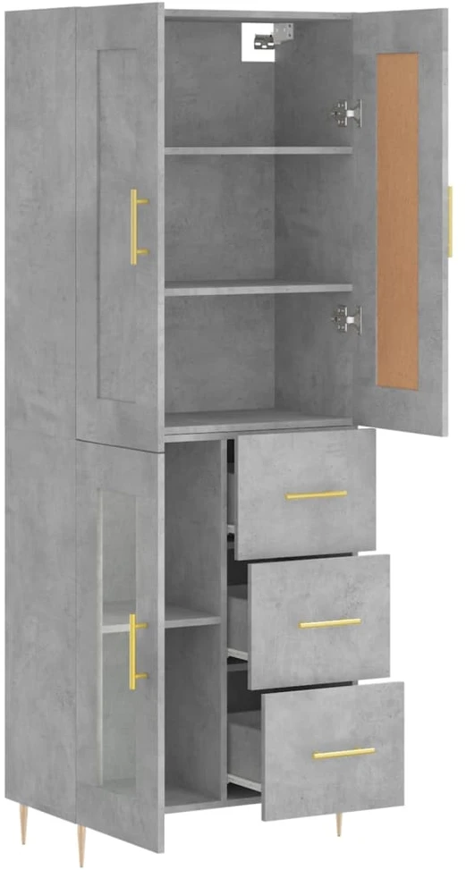 Komoda, betono pilkos spalvos, 69,5x34x180cm, apdirbta mediena