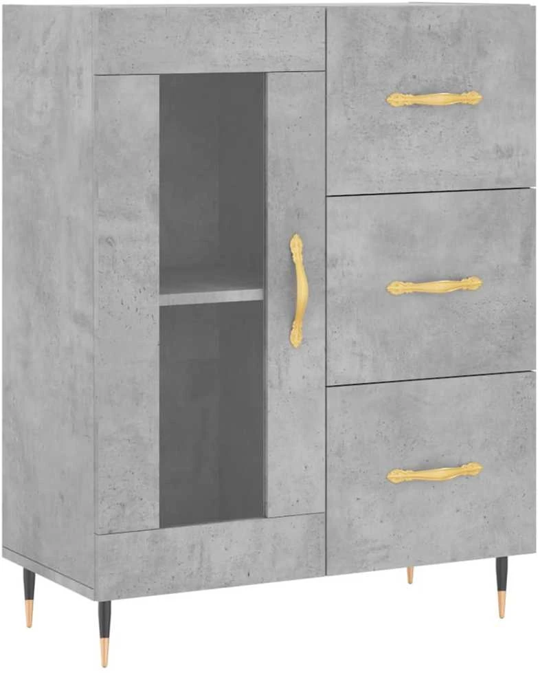 Komoda, betono pilkos spalvos, 69,5x34x180cm, apdirbta mediena