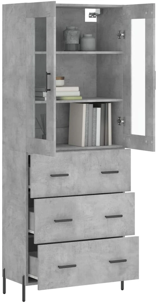 Komoda, betono pilkos spalvos, 69,5x34x180cm, apdirbta mediena