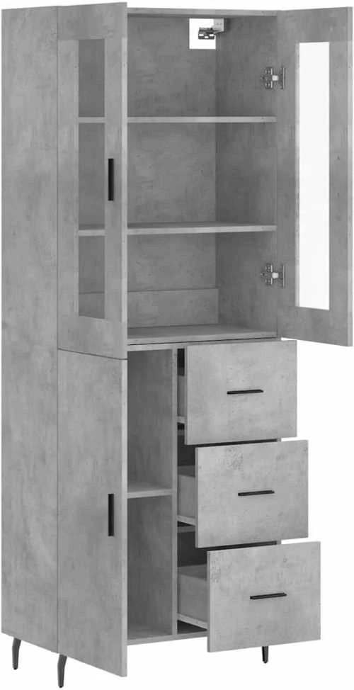 Komoda, betono pilkos spalvos, 69,5x34x180cm, apdirbta mediena