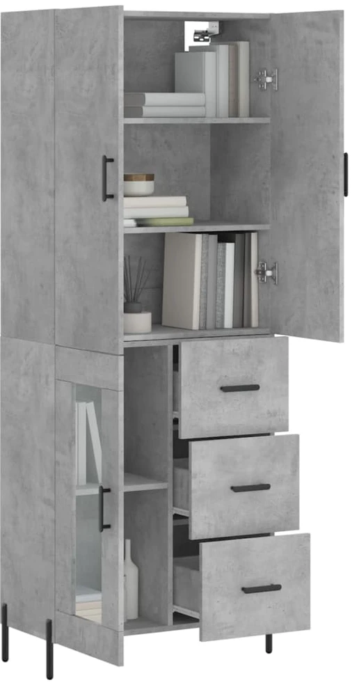 Komoda, betono pilkos spalvos, 69,5x34x180cm, apdirbta mediena