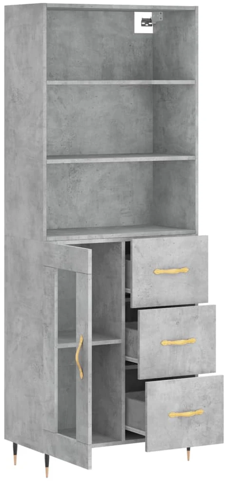 Komoda, betono pilkos spalvos, 69,5x34x180cm, apdirbta mediena