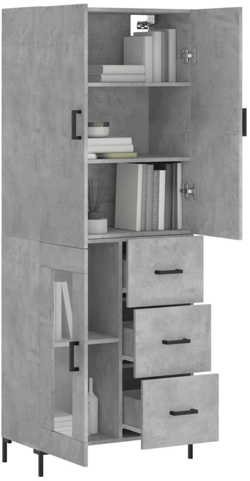 Komoda, betono pilkos spalvos, 69,5x34x180cm, apdirbta mediena