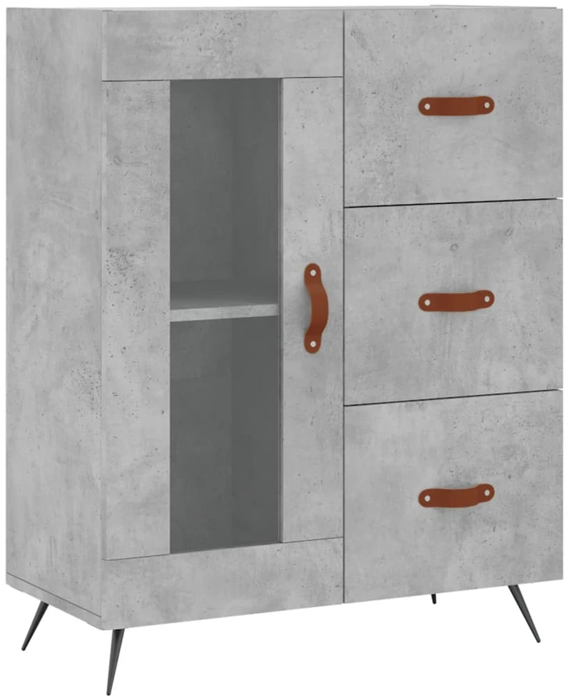 Komoda, betono pilkos spalvos, 69,5x34x180cm, apdirbta mediena