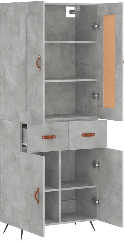 Komoda, betono pilkos spalvos, 69,5x34x180cm, apdirbta mediena