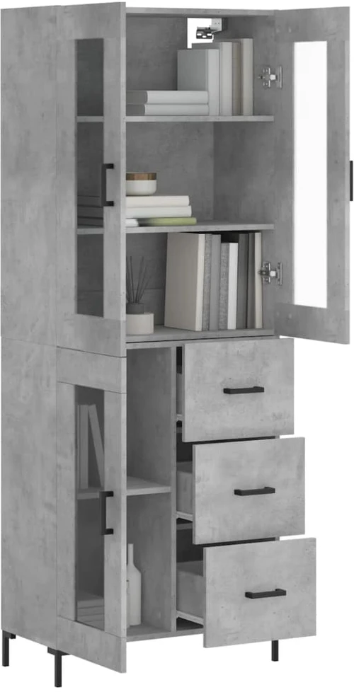 Komoda, betono pilkos spalvos, 69,5x34x180cm, apdirbta mediena