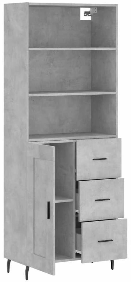 Komoda, betono pilkos spalvos, 69,5x34x180cm, apdirbta mediena