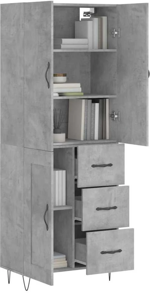 Komoda, betono pilkos spalvos, 69,5x34x180cm, apdirbta mediena