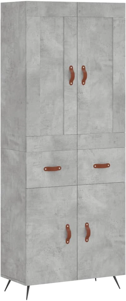 Komoda, betono pilkos spalvos, 69,5x34x180cm, apdirbta mediena