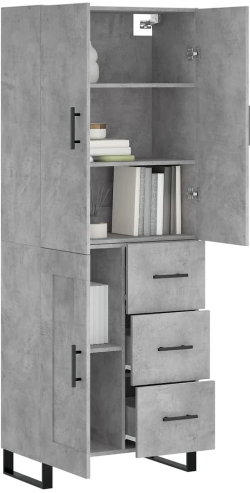Komoda, betono pilkos spalvos, 69,5x34x180cm, apdirbta mediena