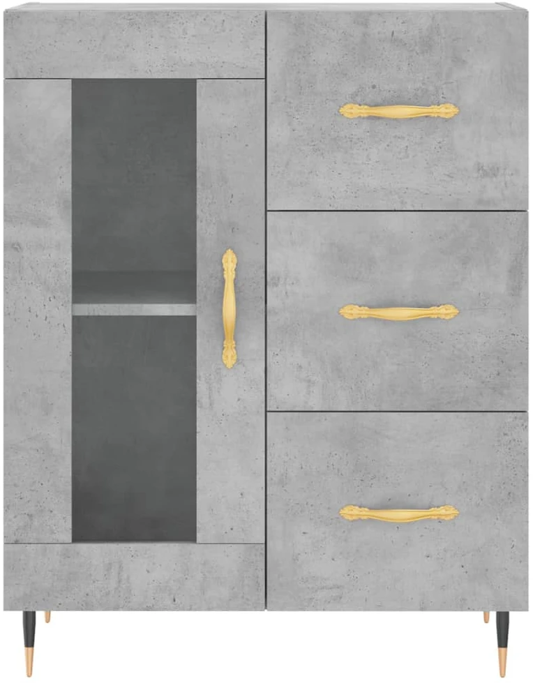 Komoda, betono pilkos spalvos, 69,5x34x180cm, apdirbta mediena