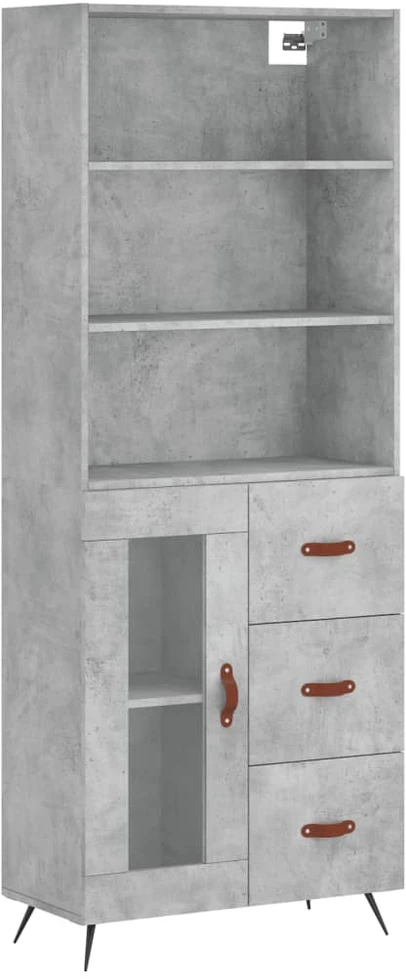 Komoda, betono pilkos spalvos, 69,5x34x180cm, apdirbta mediena