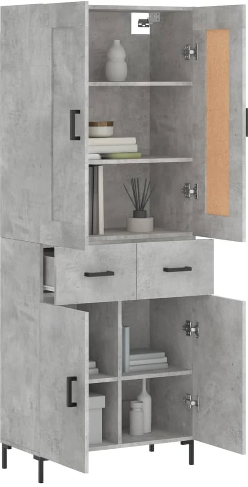 Komoda, betono pilkos spalvos, 69,5x34x180cm, apdirbta mediena