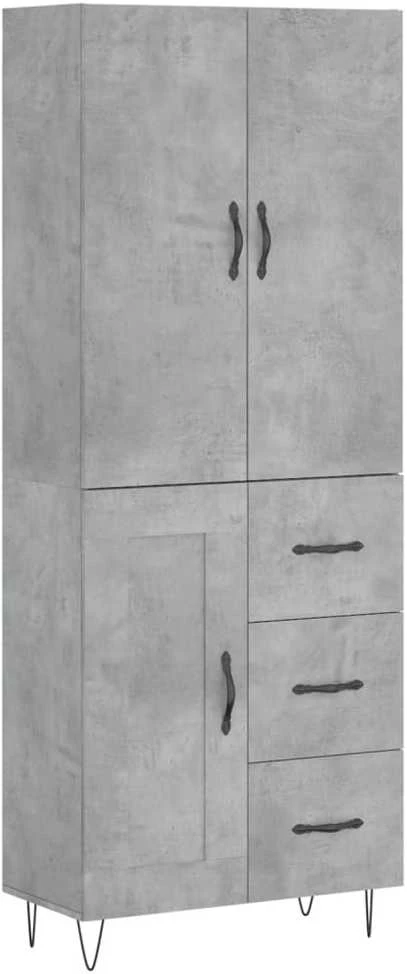 Komoda, betono pilkos spalvos, 69,5x34x180cm, apdirbta mediena