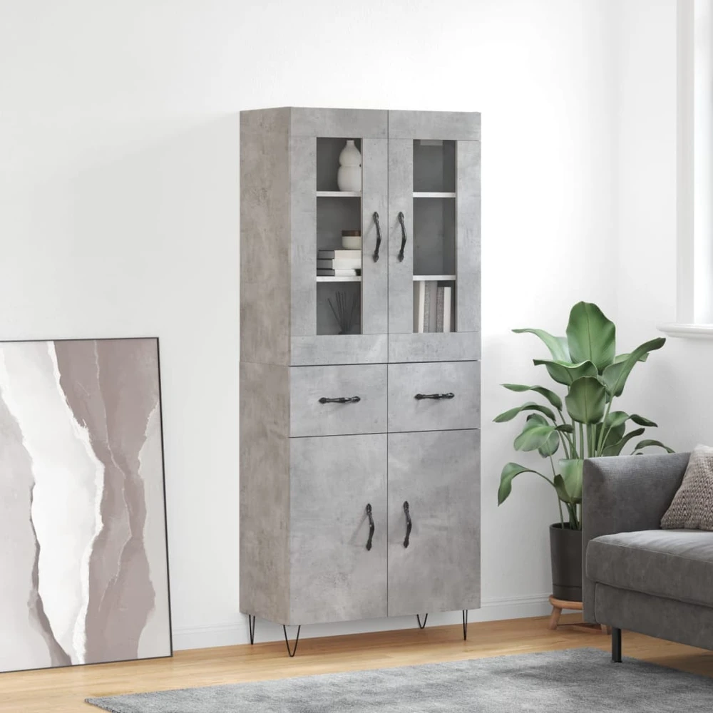 Komoda, betono pilkos spalvos, 69,5x34x180cm, apdirbta mediena