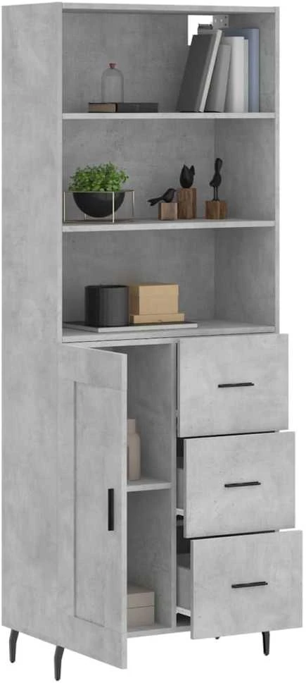 Komoda, betono pilkos spalvos, 69,5x34x180cm, apdirbta mediena
