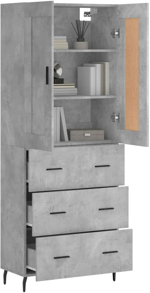 Komoda, betono pilkos spalvos, 69,5x34x180cm, apdirbta mediena