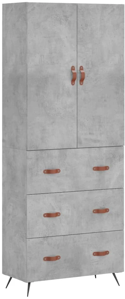 Komoda, betono pilkos spalvos, 69,5x34x180cm, apdirbta mediena