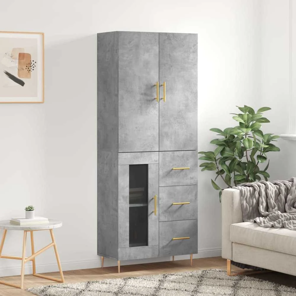 Komoda, betono pilkos spalvos, 69,5x34x180cm, apdirbta mediena