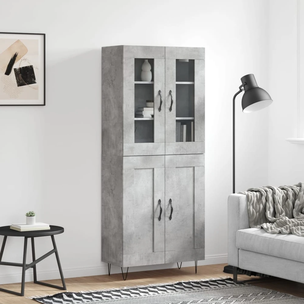 Komoda, betono pilkos spalvos, 69,5x34x180cm, apdirbta mediena