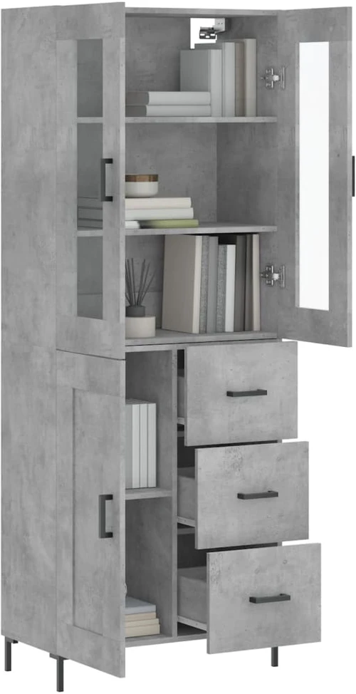Komoda, betono pilkos spalvos, 69,5x34x180cm, apdirbta mediena