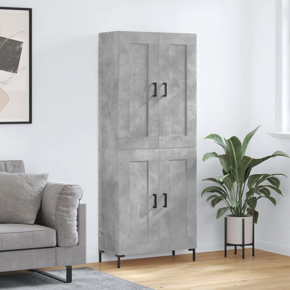 Komoda, betono pilkos spalvos, 69,5x34x180cm, apdirbta mediena