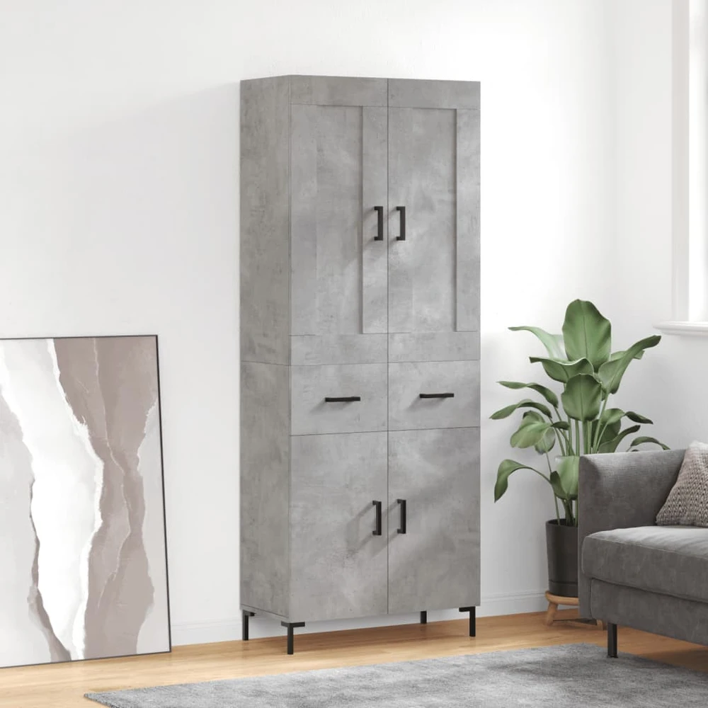 Komoda, betono pilkos spalvos, 69,5x34x180cm, apdirbta mediena