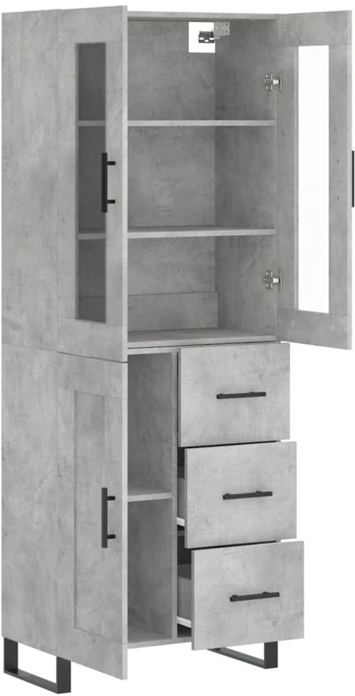 Komoda, betono pilkos spalvos, 69,5x34x180cm, apdirbta mediena