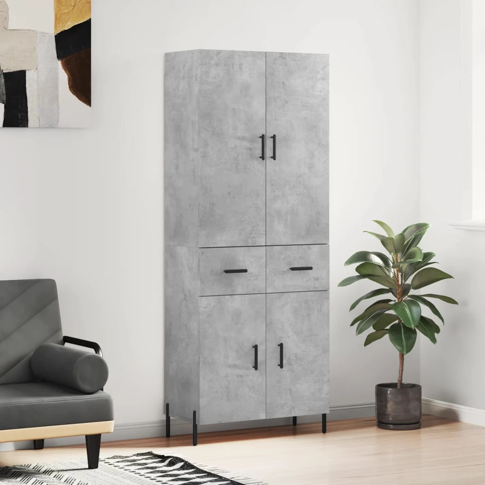 Komoda, betono pilkos spalvos, 69,5x34x180cm, apdirbta mediena