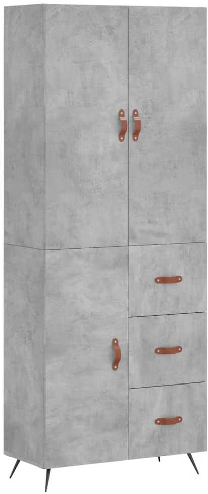 Komoda, betono pilkos spalvos, 69,5x34x180cm, apdirbta mediena