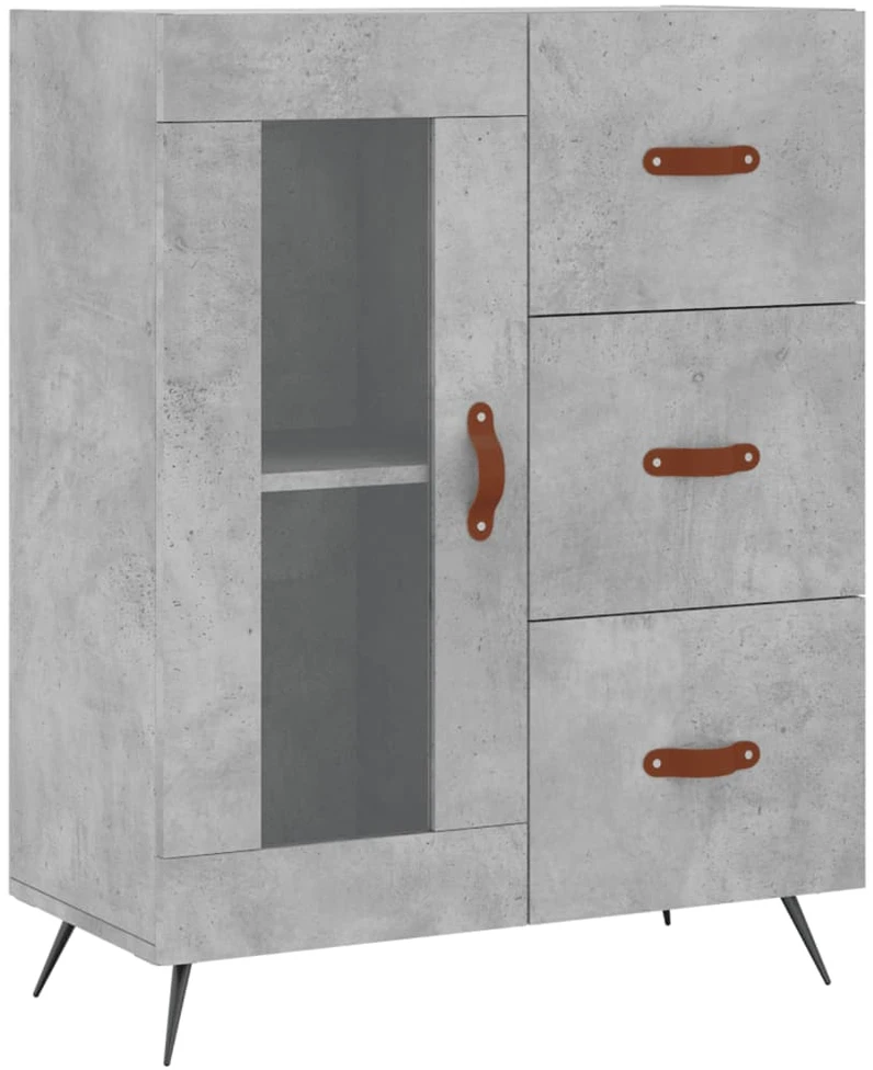 Komoda, betono pilkos spalvos, 69,5x34x180cm, apdirbta mediena