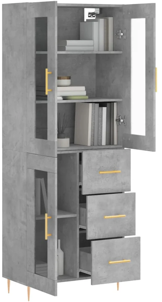 Komoda, betono pilkos spalvos, 69,5x34x180cm, apdirbta mediena