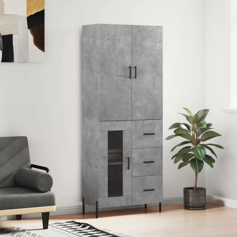 Komoda, betono pilkos spalvos, 69,5x34x180cm, apdirbta mediena