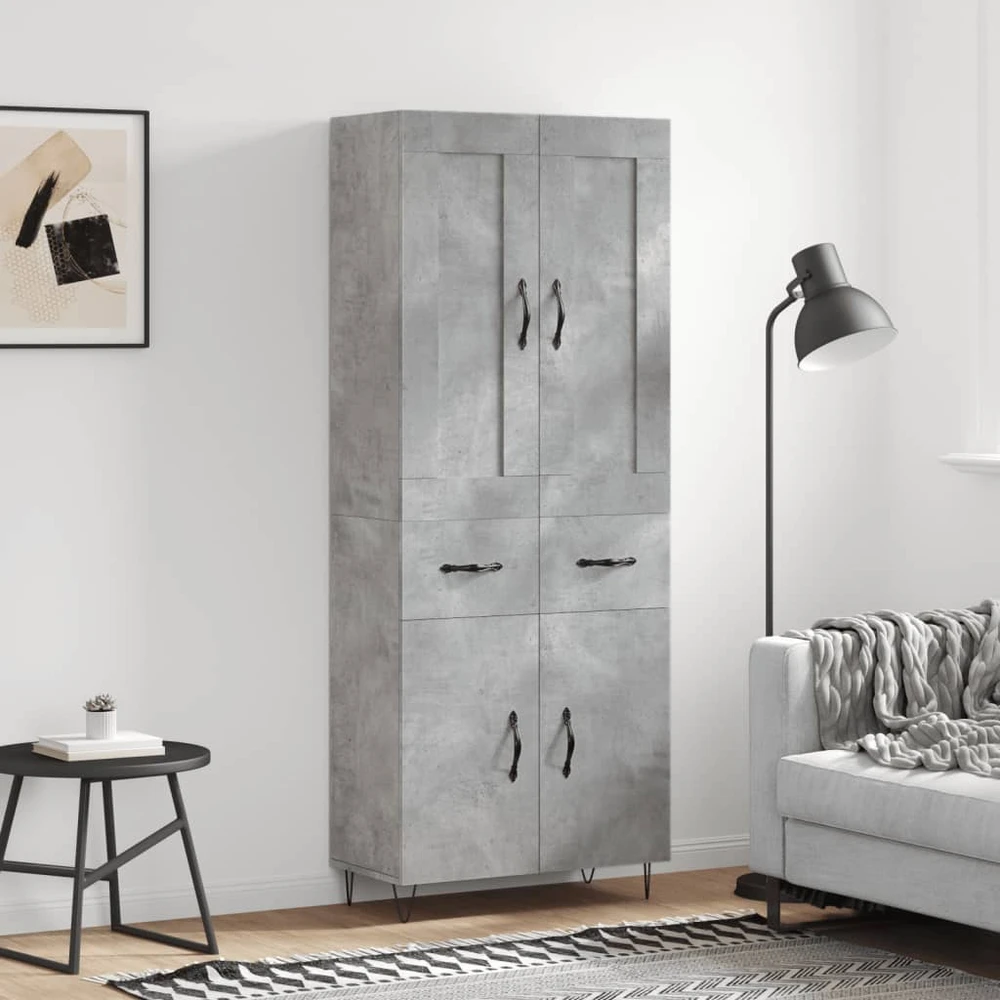 Komoda, betono pilkos spalvos, 69,5x34x180cm, apdirbta mediena