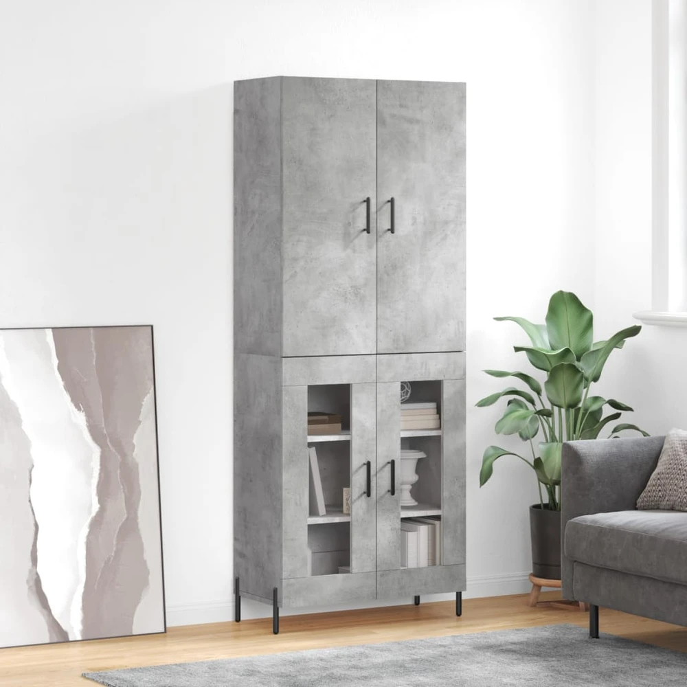 Komoda, betono pilkos spalvos, 69,5x34x180cm, apdirbta mediena