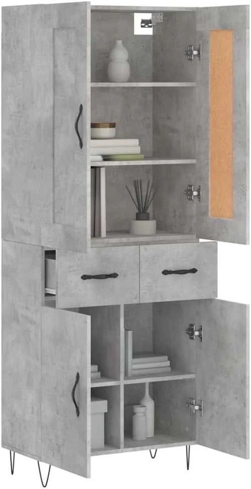 Komoda, betono pilkos spalvos, 69,5x34x180cm, apdirbta mediena