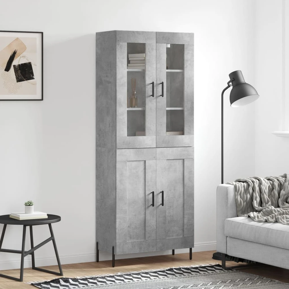Komoda, betono pilkos spalvos, 69,5x34x180cm, apdirbta mediena