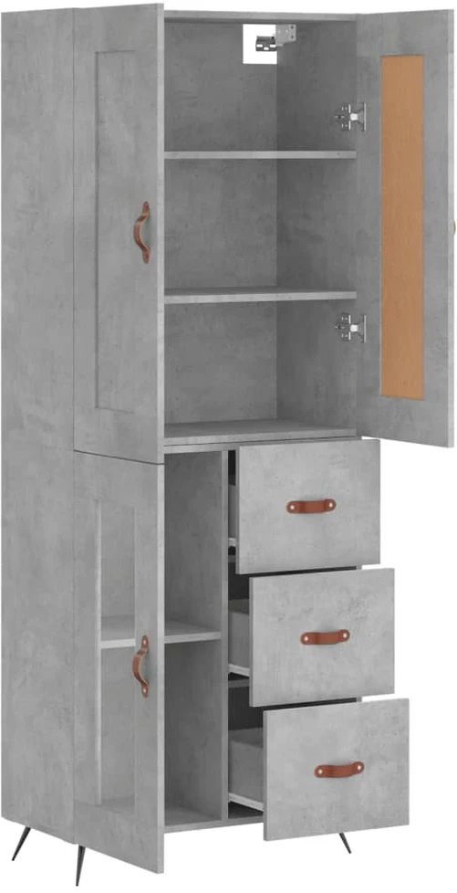 Komoda, betono pilkos spalvos, 69,5x34x180cm, apdirbta mediena
