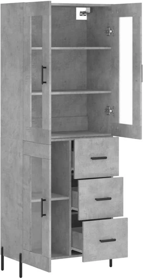Komoda, betono pilkos spalvos, 69,5x34x180cm, apdirbta mediena