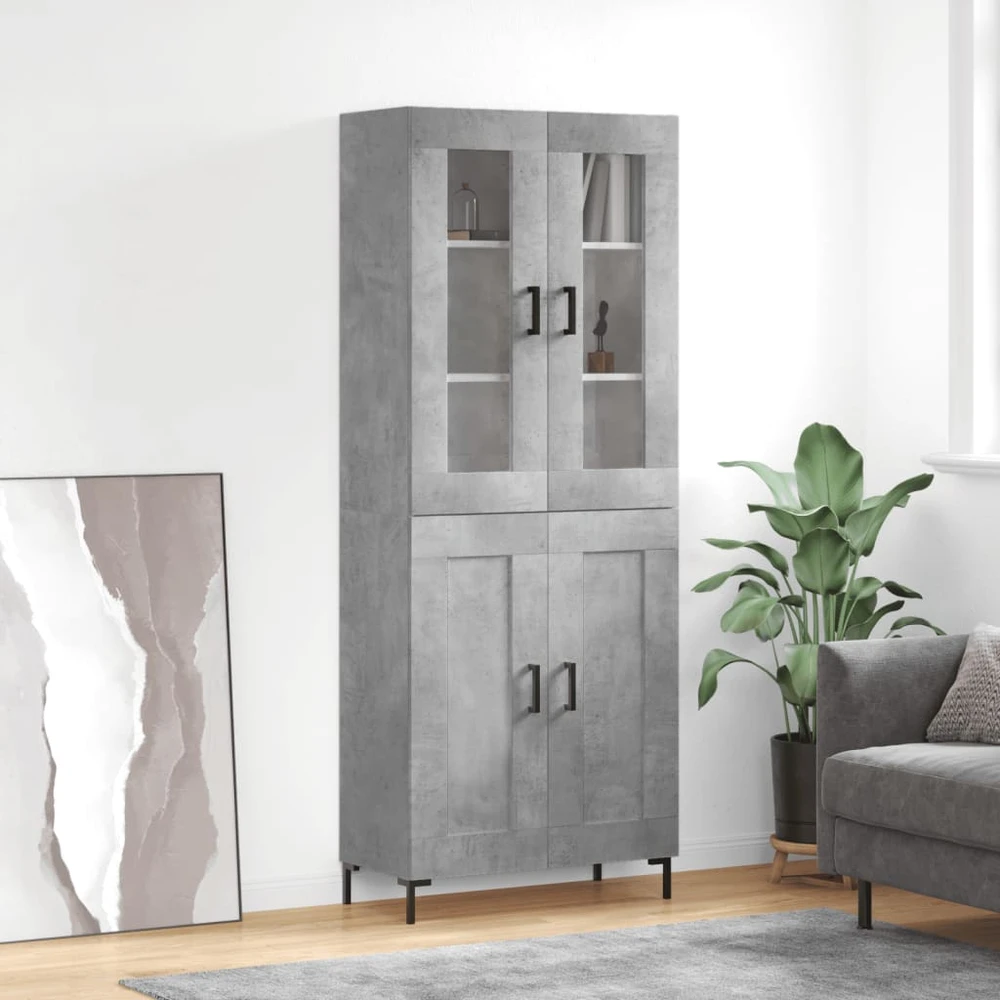 Komoda, betono pilkos spalvos, 69,5x34x180cm, apdirbta mediena